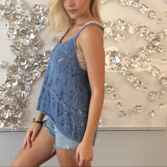 Hollister blue knit flowy tank top, size S - Picture 2 of 2